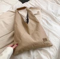 Bolso de hombro portátil de lona de puntada de gran capacidad para estudiantes personalizado chaleco reutilizable informal perezoso compras comestibles B