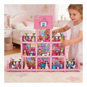 Princess Villa Houses <b>Play</b> Set With Bedroom <b>Kitchen</b> Bathroom Balcony Furniture Pretend <b>Play</b> Gift for Girls Kids - Product Image 6