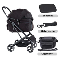 Promotion Poussette de luxe pour chien, haute, légère, pliable, réglable, 4 roues, en aluminium, respirante, pour voyage, grande taille