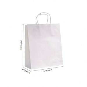 Bolsas de Regalo de Papel Blanco con Asas para Navidad, Fiestas de Cumpleaños, Recuerdos, Bolsitas Pequeñas de Kraft para Galletas, Dulces, Joyería - Product Image 3