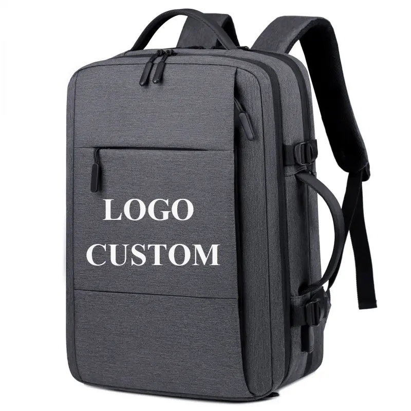 Mochila para laptop comercial masculina com logotipo personalizado Fuliya, mochila para viagem com porta USB expansível à prova d'água