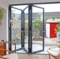 Porte pliante en verre aluminium à double vitrage étanche aux ouragans de sécurité nord-américaine moderne sur mesure