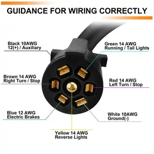 Fiação de Luz para Trailer Automotivo de 22 Pés com Conector de 4 Pinos e 5 Fios, Conector de Cobre, Fiação Plana de 4 Vias - Product Image 3
