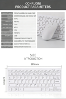 Ensemble clavier et souris sans fil AZERTY français 2,4 G, fin, 78 touches, combo clavier de bureau pour PC, ordinateur portable, ordinateur de bureau, Mac, Windows