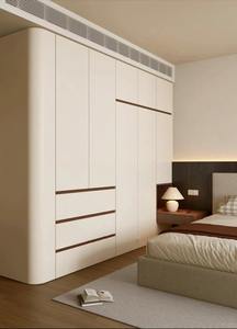 Ensemble de chambre à coucher moderne multifonctionnel en bois, armoire de chambre blanche avec portes, placard, meubles d'appartement avec vitrine - Product Image 5