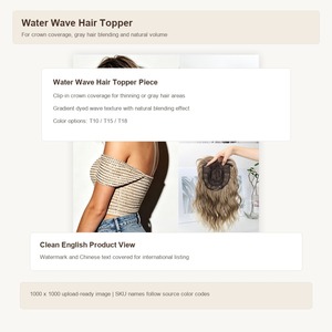 Extensiones de Cabello con Clip Efecto Ondas de Agua, <span class=keywords><strong>Postizo</strong></span> de Color Degradado para Cubrir Canas - Product Image 5