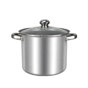 Panci masak Stainless Steel kapasitas besar, panci masak kapasitas besar komersial, stok sup dengan tutup