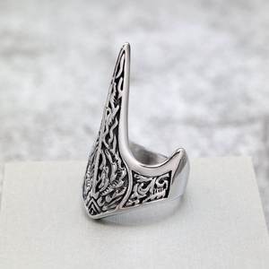 European American Retro Stainless Steel Men's <b>Ring</b> Spike Viking Raven Design Hip Hop Style Gift Jewelry - Product Image 3