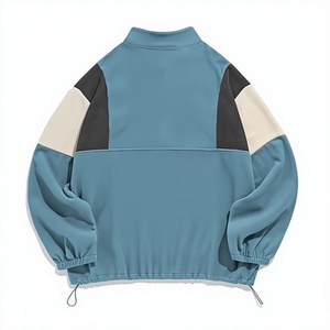 <b>Men's</b> Contrast Sleeve <b>Half</b> <b>Zip</b> Fleece Pullover 100% Cotton Eco-Friendly Breathable Long Sleeve Casual Winter <b>Sweatshirt</b> - Product Image 3