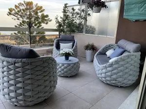 Set da giardino giardino moderno in corda di alluminio divano da giardino in tessuto resistente ai raggi UV mobili da esterno impermeabile divano da giardino
