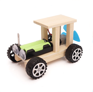 Coche de montaje DIY alimentado por aire, vehículos de juguete de madera, hélice de accionamiento de Motor eléctrico, juguetes educativos de ingeniería científica - Product Image 2