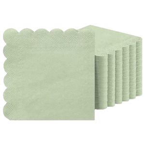 Serviettes en papier festonnées vert sauge, 2 plis, jetables, pour mariage, anniversaire, cocktail, fête, baby shower - Product Image 1