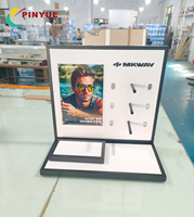 Présentoir optique sur mesure autoportant à 3 niveaux pour comptoir, présentoir à lunettes en acrylique avec panneau perforé pour magasin de détail
