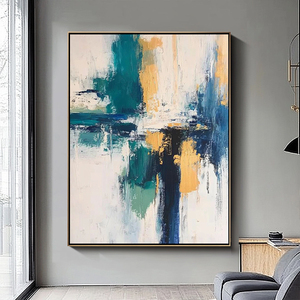 Nội thất tác phẩm nghệ thuật handpainted <span class=keywords><strong>Canvas</strong></span> Teal màu xanh tối giản hiện đại trang trí tường nghệ thuật bức tranh trừu tượng - Product Image 1