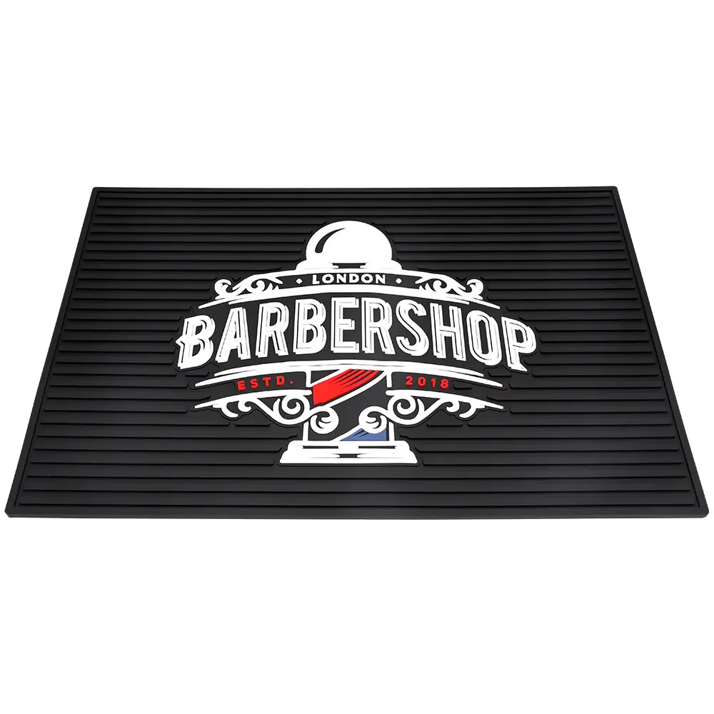 Wholesale custom salon rubber table barber shop mat Flexible PVC Mat for Clippers Salon Tools with logo