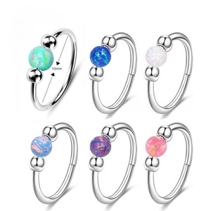 Stainless Steel Nose <b>Ring</b> <b>Opal</b> Ball 18G Hinge Closure For Women Fashion Piercing Jewelry - Product Image 1
