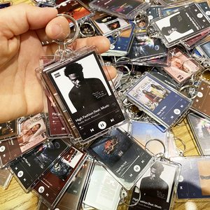 Thời Trang Âm Nhạc Trong Suốt Bài Hát Keyring <span class=keywords><strong>PVC</strong></span> Acrylic Hình Ảnh Hình Ảnh Khung Trang Trí Nội Thất Keychain Với Chèn Giấy Cho Trang Trí Nội Thất Chính - Product Image 3