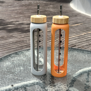 <span class=keywords><strong>Bouteille</strong></span> d'eau en <span class=keywords><strong>verre</strong></span> borosilicate avec manchon en silicone, gobelet de motivation avec marqueur de temps, <span class=keywords><strong>1</strong></span> <span class=keywords><strong>litre</strong></span> (32 oz), vente chaude - Product Image 6