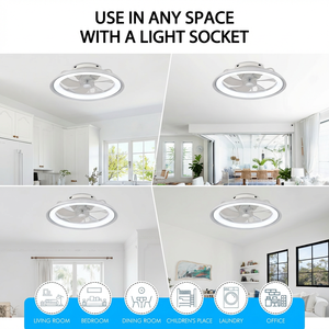 Factory Wholesale Modern DC LED 5 Blades Ceiling Fan with <b>Remote</b> <b>Control</b> Dimming Timing Speed for Living Room - Product Image 3