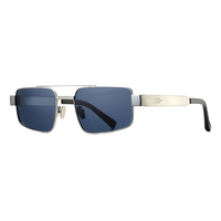Gafas de Sol Polarizadas Cuadradas Retro Unisex, Metal Plateado, Doble Puente, Protección UV400, Duraderas, de Lujo para Exteriores