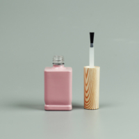 Flacon carré en verre rose de 15 ml avec estampage doré, OEM ODM, pour vernis à ongles gel UV, avec bouchon et pinceau, emballage cosmétique