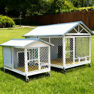Luxe moderne duurzame binnen/buiten hondenhok comfortabel ijzeren huisdierenmeubilair kennel met knoopsluiting waterdichte schuilplaats - Product Image 3
