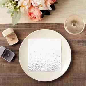 Servilletas de Papel de 3 Capas con Diseño de Puntos Plateados, 6.5 Pulgadas, 4 Pliegues, Paquete de 50 Unidades, Estilo Blanco para Bodas, Cumpleaños y Fiestas, Directo de Fábrica OEM - Product Image 2