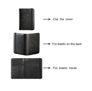 Porte-passeport et porte-carte en cuir PU noir personnalisable et sécurisé de luxe élégant et bloquant la RFID faits à la main avec des matériaux de qualité supérieure - Product Image 2