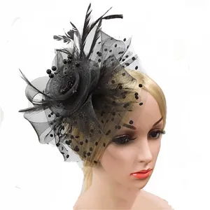 Women Feather Hair Fascinator Clip Wedding Flower Headband Royal Tea Cocktail Party Hat Headwear Gift
