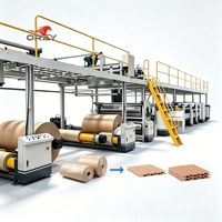 Machine à papier kraft à triple paroi 7 plis, avec pont intelligent à cannelures BC, empileur de paniers automatique et service d'installation à l'étranger