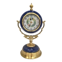 Horloge de bureau silencieuse Art Déco en céramique cloisonnée de luxe, dorée vintage, pour décoration d'intérieur cheminée, salon et chambre