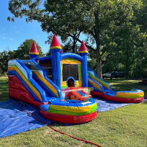 Château gonflable commercial enfants maison <span class=keywords><strong>de</strong></span> rebond Double toboggan Combo château sautant trampolines avec ventilateur pour location <span class=keywords><strong>de</strong></span> <span class=keywords><strong>fête</strong></span> - Product Image 4
