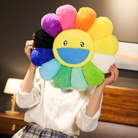 10 estilos Takashi Murakami colorido girasol almohada sonrisa cara almohada Oficina sofá almohada de felpa