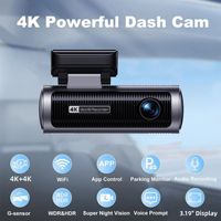 Caméra de voiture 4K+4K avec WIFI, caméra embarquée avec application, enregistrement en boucle et caméra de recul de 3,2 pouces pour différents types de véhicules