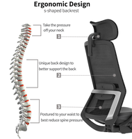 Silla de Oficina Ejecutiva Ergonómica de Lujo con Respaldo Alto y Malla, Giratoria, para Computadora, con Reposacabezas