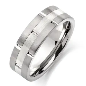High End Brushed Finished Solid 925 Sterling Silver Titanium Wedding Ring for Men Women