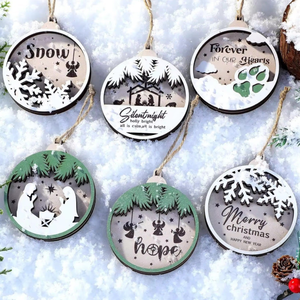 Decorazioni Natalizie <span class=keywords><strong>in</strong></span> <span class=keywords><strong>Legno</strong></span> 3D, Etichette <span class=keywords><strong>in</strong></span> <span class=keywords><strong>Legno</strong></span> per <span class=keywords><strong>Albero</strong></span> di Natale, Ornamenti Incisi a Laser <span class=keywords><strong>da</strong></span> Appendere, Decorazioni Festive - Product Image 2