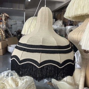 Abat-jour de lampe suspendue de haute qualité, très vendu, style rétro, modèle Palais, forme cloche, à franges, avec garniture grise, pour salon - Product Image 2