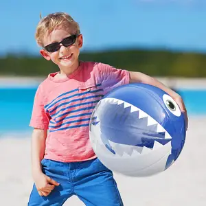 16英寸沙滩球充气游泳池游戏玩具，儿童鲨鱼沙滩球充气游泳池玩具
