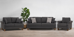 Stylish Grey Fabric IMPALA 1 Seater Sofa Modern Minimalist Armchair with Sturdy Wood Base for Contemporary Living Space - Product Image 5