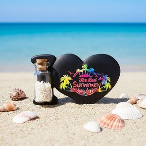 Autocollant magnétique pour réfrigérateur en résine en forme de cœur imprimé numériquement sur mesure avec bouteille de sable - Product Image 3