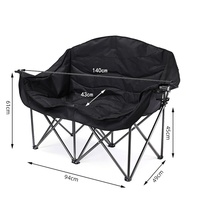 Chaise double pliante pour 2 personnes, rembourrée, portable, avec poche latérale pour gobelet, cadre robuste, chaise de camping double pour l'extérieur