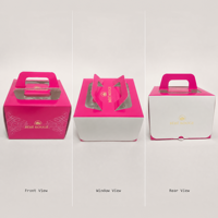 Boîte à gâteau portable en carton écologique en matériaux recyclés avec fenêtre transparente en PET et marquage à chaud pour anniversaires et mariages (vente en gros)