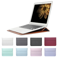 Pochette pour ordinateur portable en cuir avec logo personnalisé, poche intérieure avec support, étui fin pour MacBook Air Pro 13 14