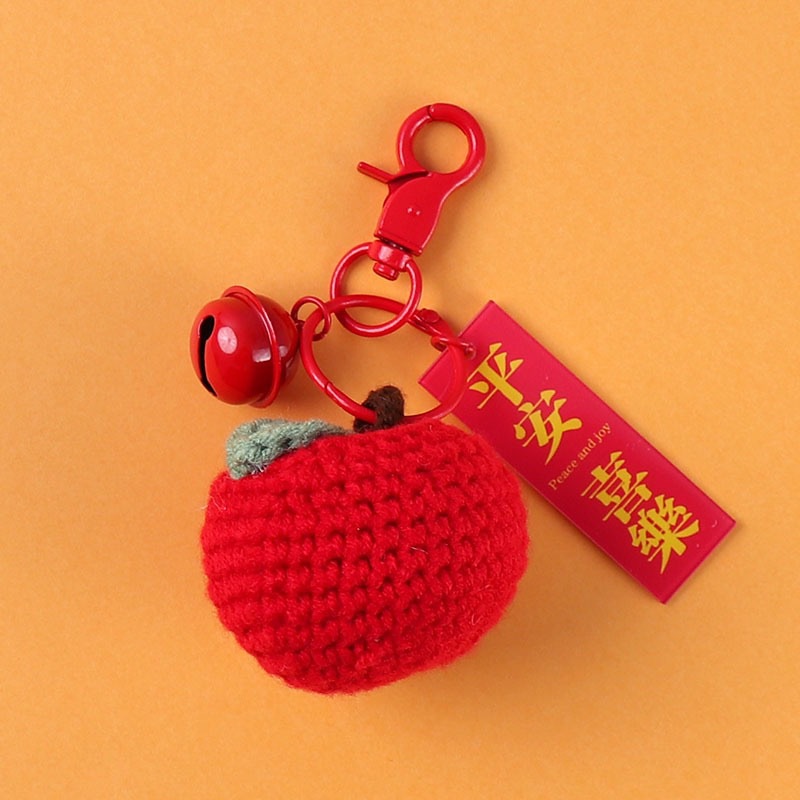 Manzana roja de punto (botón pintado) + paz y alegría (un solo lado)