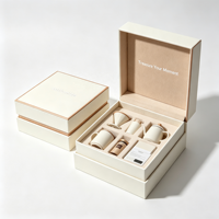 Boîte de luxe personnalisée avec couvercle rigide et base, emballage ivoire avec insert en velours pour service à thé, théière, tasse en céramique, cadeau, vente en gros