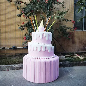 Estátua de bolo de espuma para doces, adereços de grande atmosfera para mesas de casamento
