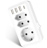 Adaptateur de prise murale multiprise standard allemand WPS 1 2 voies, extension OEM, prise ignifuge PC 3 orifices, quatre USB, CE