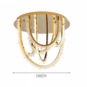 Lustre en cristal K9 en acier inoxydable de luxe avec design de balançoire en forme de glaçon, luminaire suspendu LED doré pour <span class=keywords><strong>plafond</strong></span> haut, décoration de la maison - Product Image 3