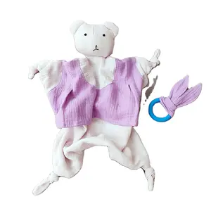 Muselina personalizada de fabricante, suave, manta, juego de regalo para bebé con juguete de felpa y Manta para bebé